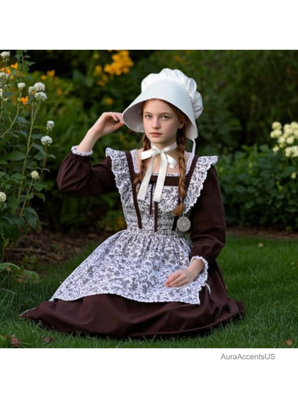 Pioneer Bonnet Colonial Peasant Hat Prairie Cap Nightcap Maid Cosplay - Picture 5 of 6